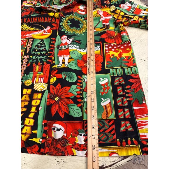 Vintage Aloha Republic Mens Mele Kalikimaka Hawaiian Shirt Holiday Print Button- - Picture 6 of 6